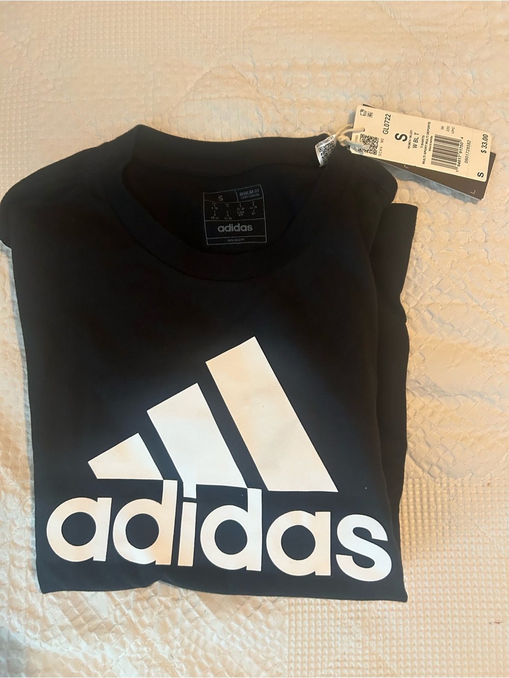 adidas Black Tee with White Trefoil-Inspired Logo